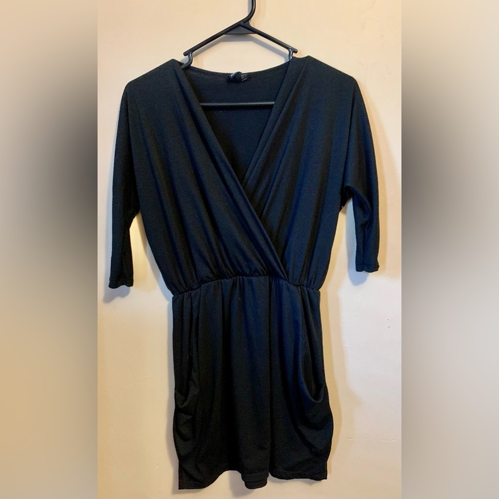Black Dress, Elbow Length Sleeves, Pockets